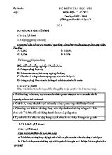 Đề và đáp án kiểm tra học kì I Địa lí lớp 7 - Năm học 2015-2016